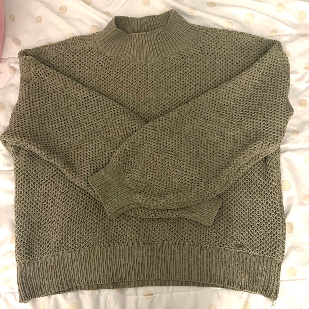 Sage Green Knitted Mockneck Sweater
